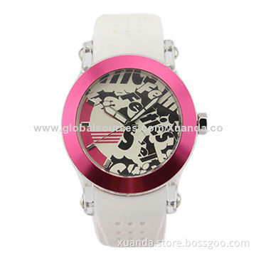 Fashionable sports watches with plastic case, silicone strap, 5ATM waterproof, 2-year warranty